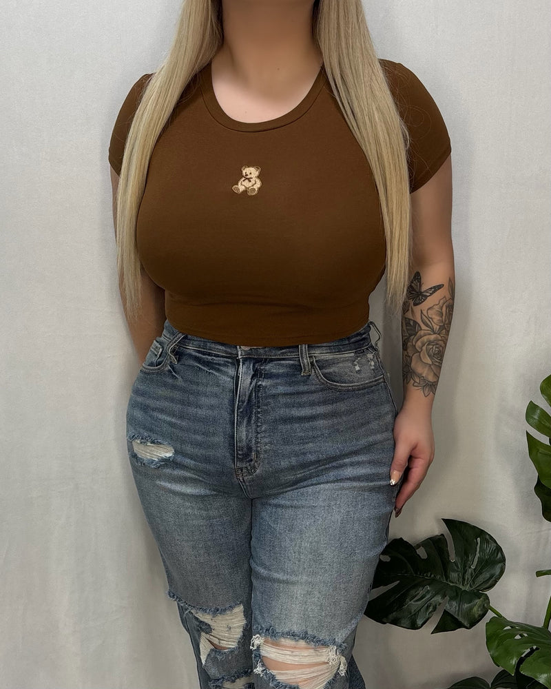 Breanna Cropped Tee (Coffee)