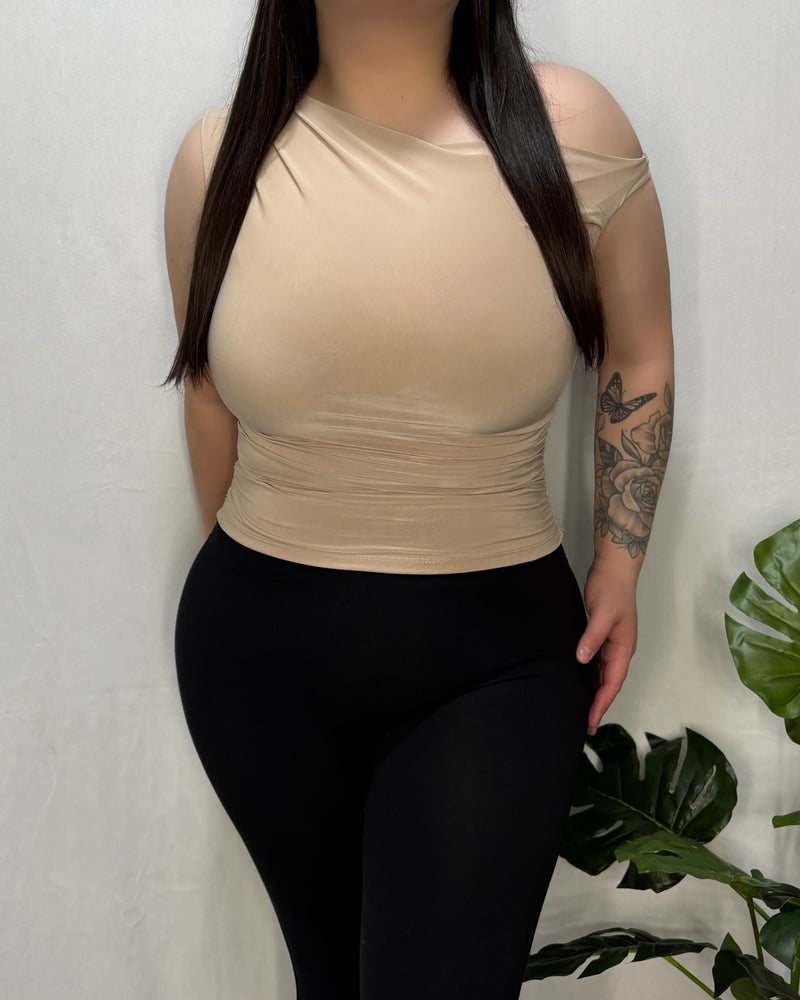 Estella Off Shoulder Top (Taupe)