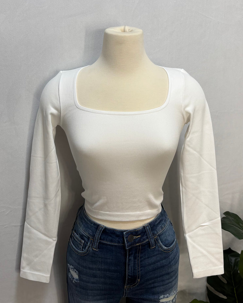 Laurel Ribbed Top (White)