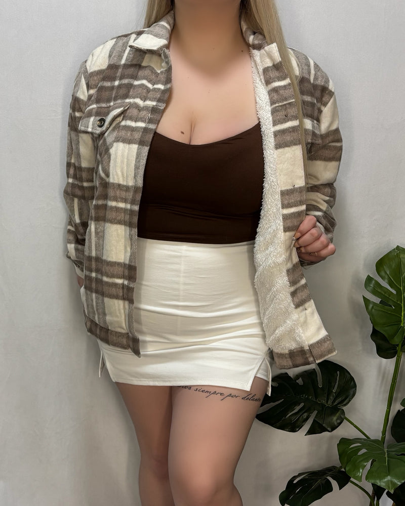 Dessi Plaid Jacket (Taupe/Brown)