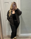 Jenny Oversized Leather Jacket (Brown)