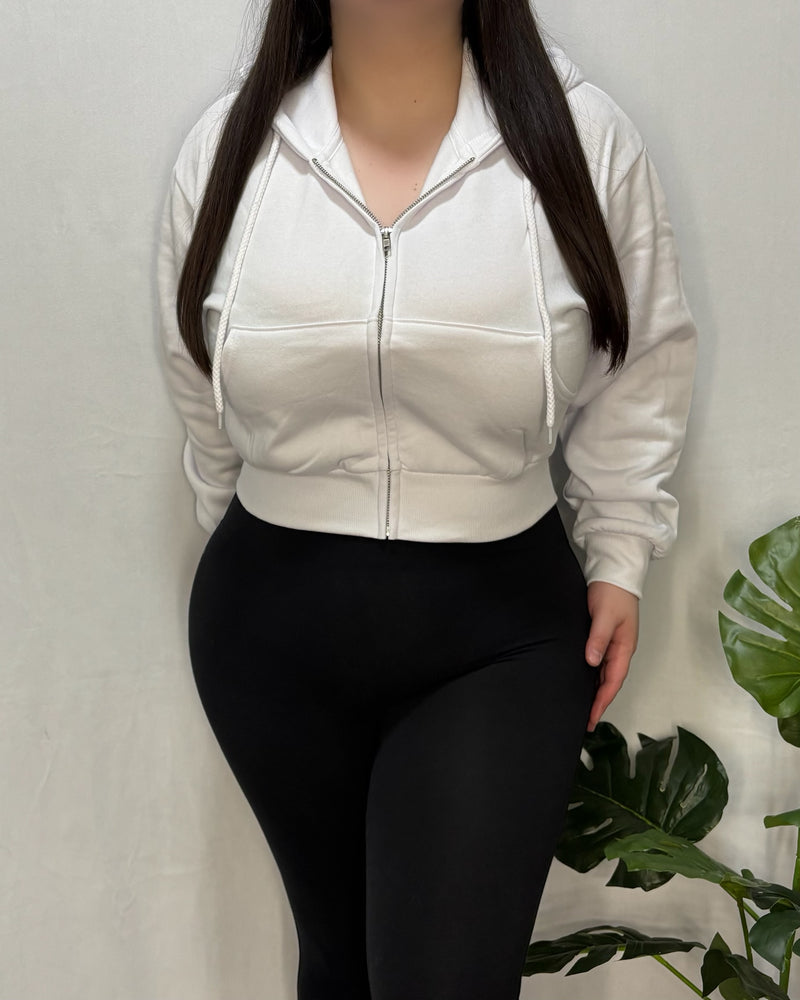 Aileen Zipper Hoodie (White)