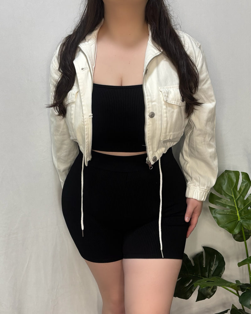 Elena Denim Jacket (White)