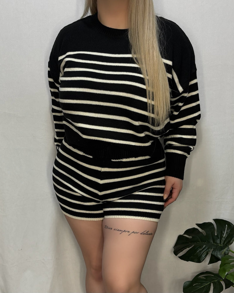 Sandra Sweater Set (Black/Cream)