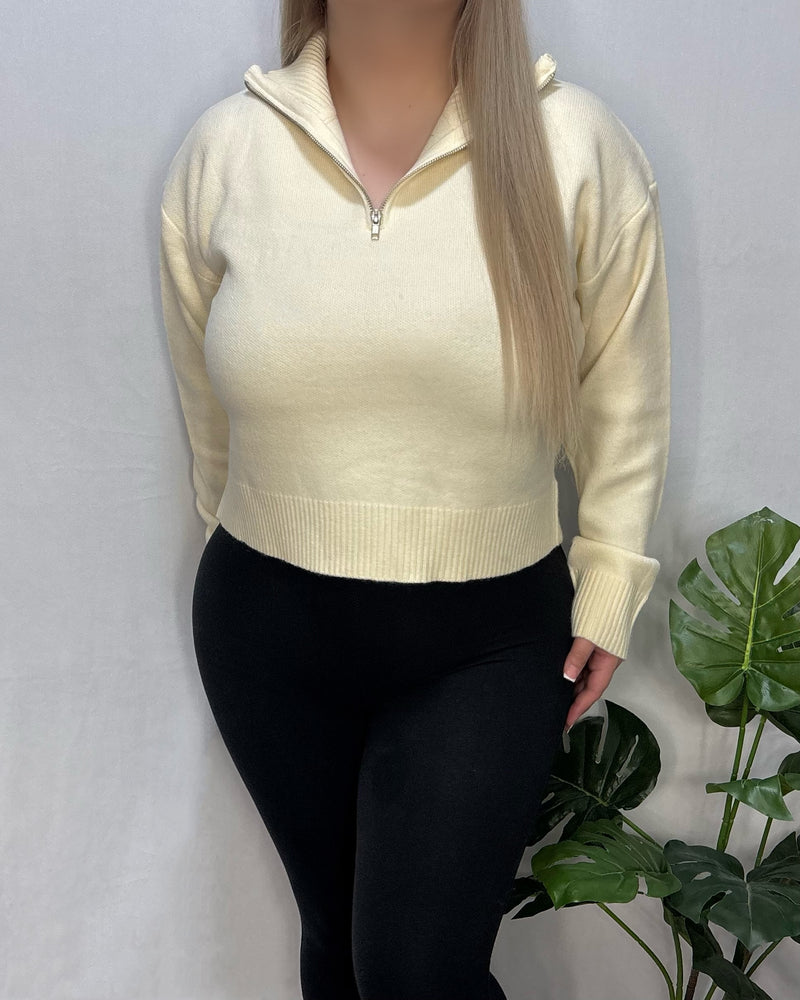 Lily Half Zip Sweater (Cream)