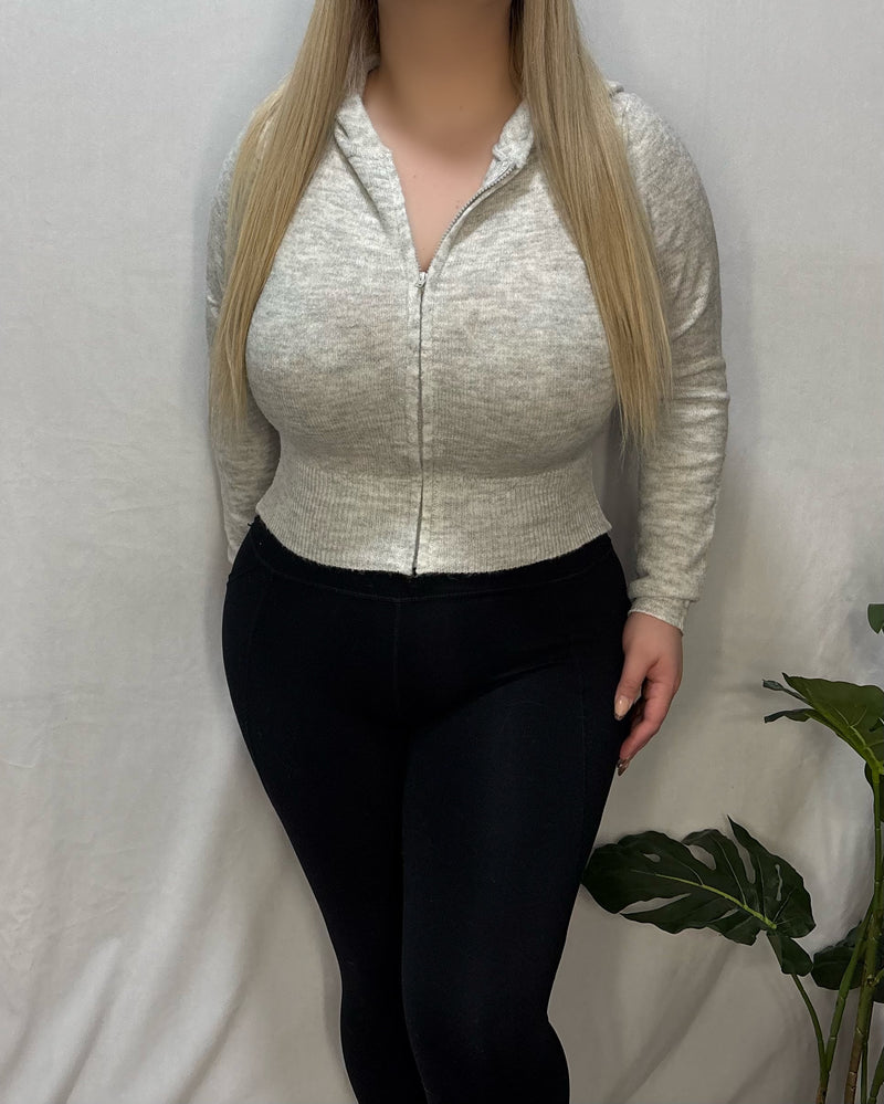 Maritza Knit Zip Up (Heather Grey)