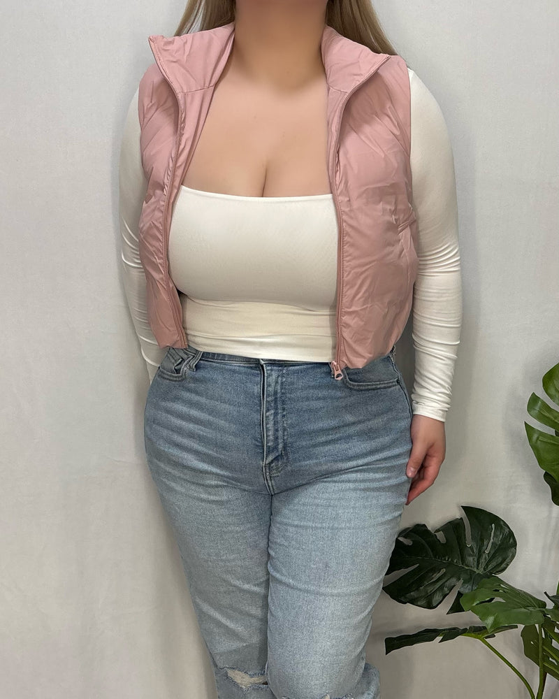 Xanthe Puffer Vest (Baby Pink)