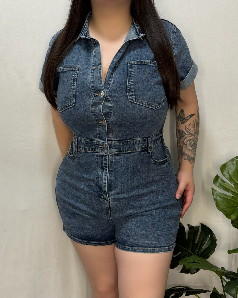 Mariah Denim Romper (Blue)