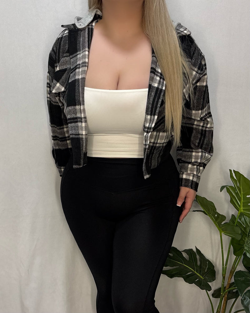 Gabriela Plaid Shacket (Black)