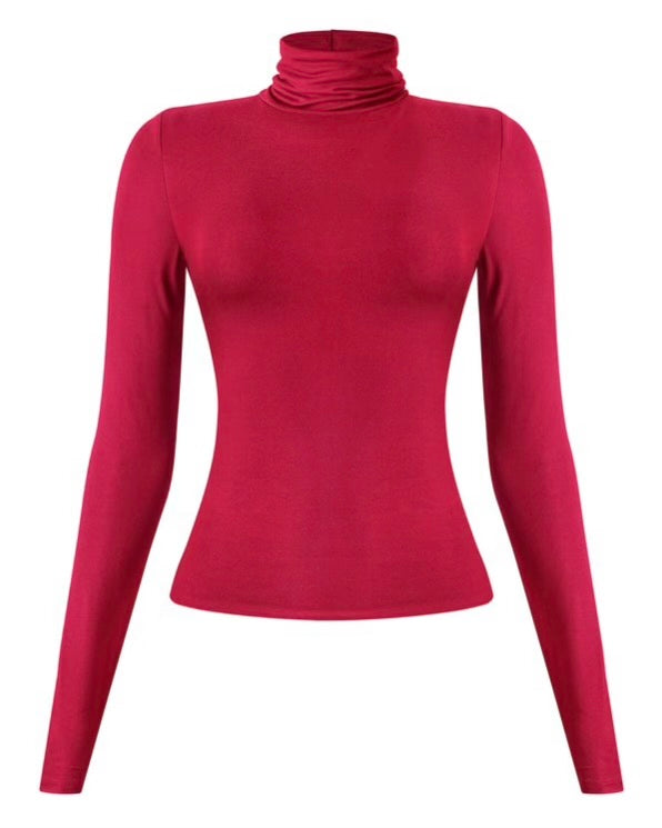 Sophie Turtle Neck Top (Red)