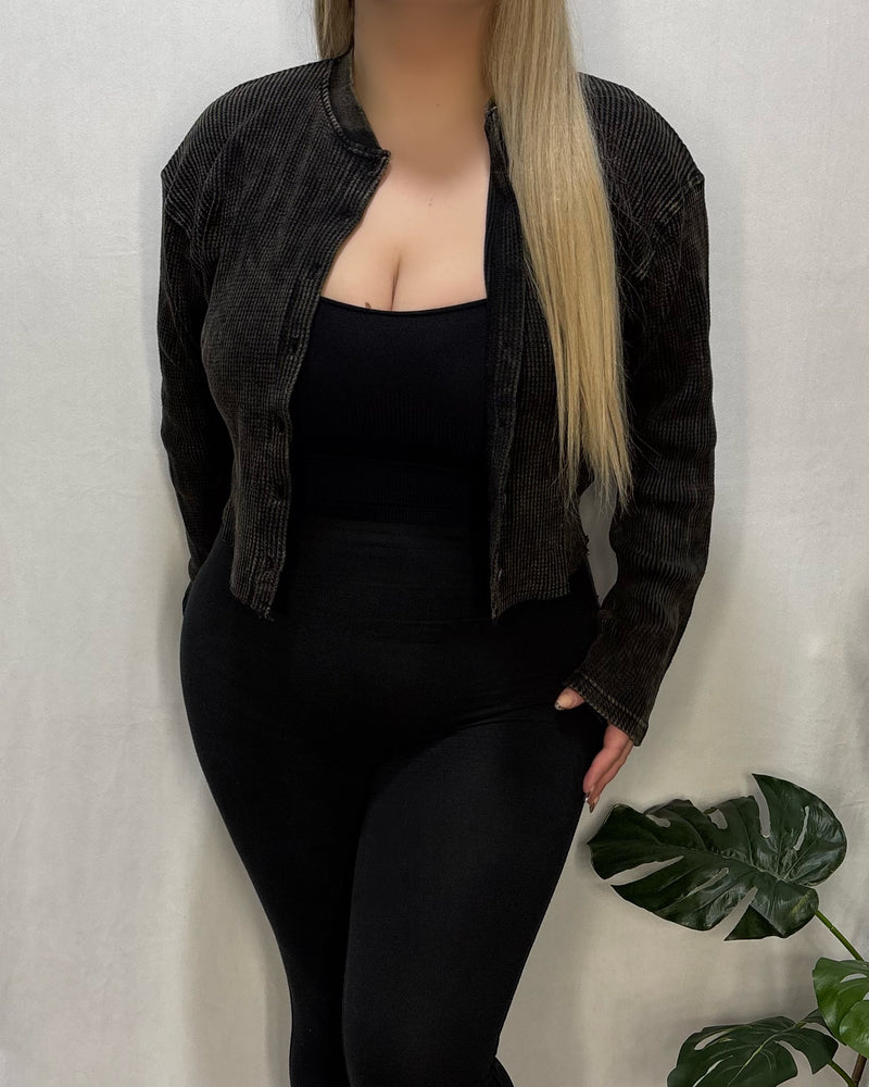 Mia Waffle Top (Black)