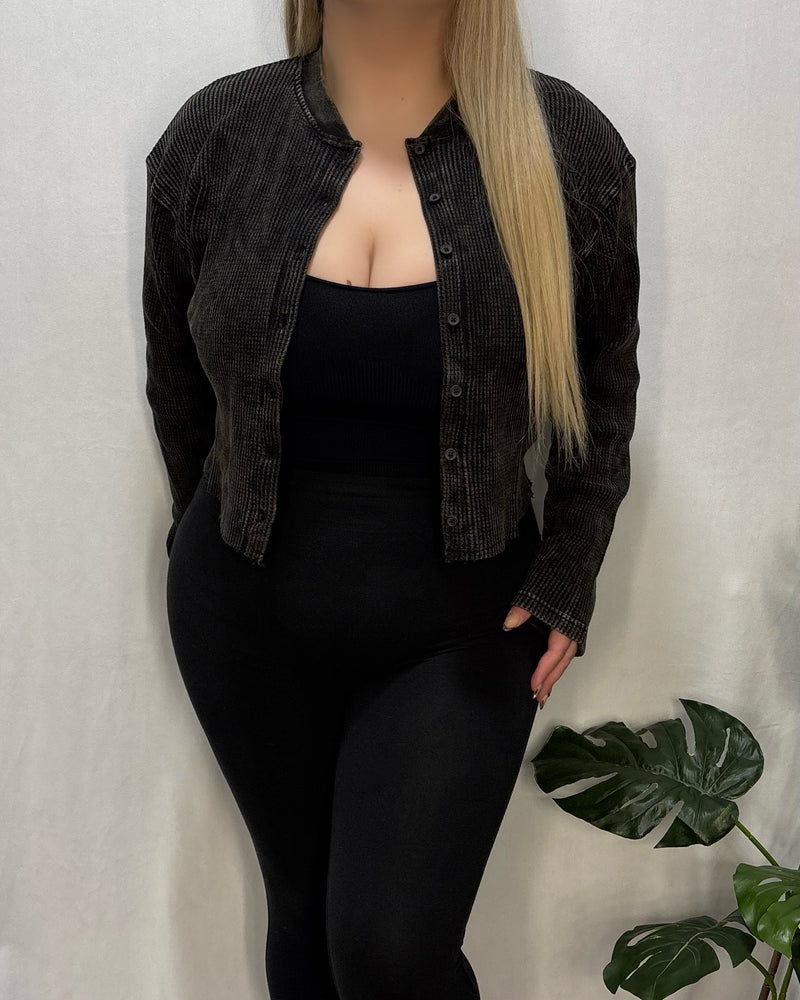 Mia Waffle Top (Black)