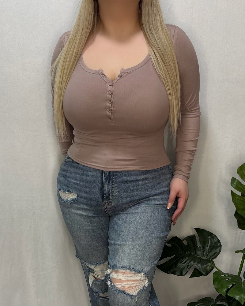 Emily Long Sleeve Top (Taupe)