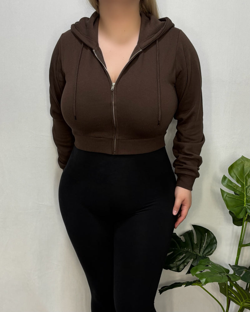 Mandy Zipper Hoodie (Brown)