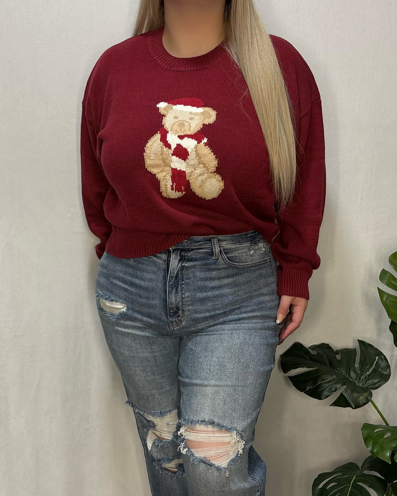 Mila Teddy Sweater (Burgundy)