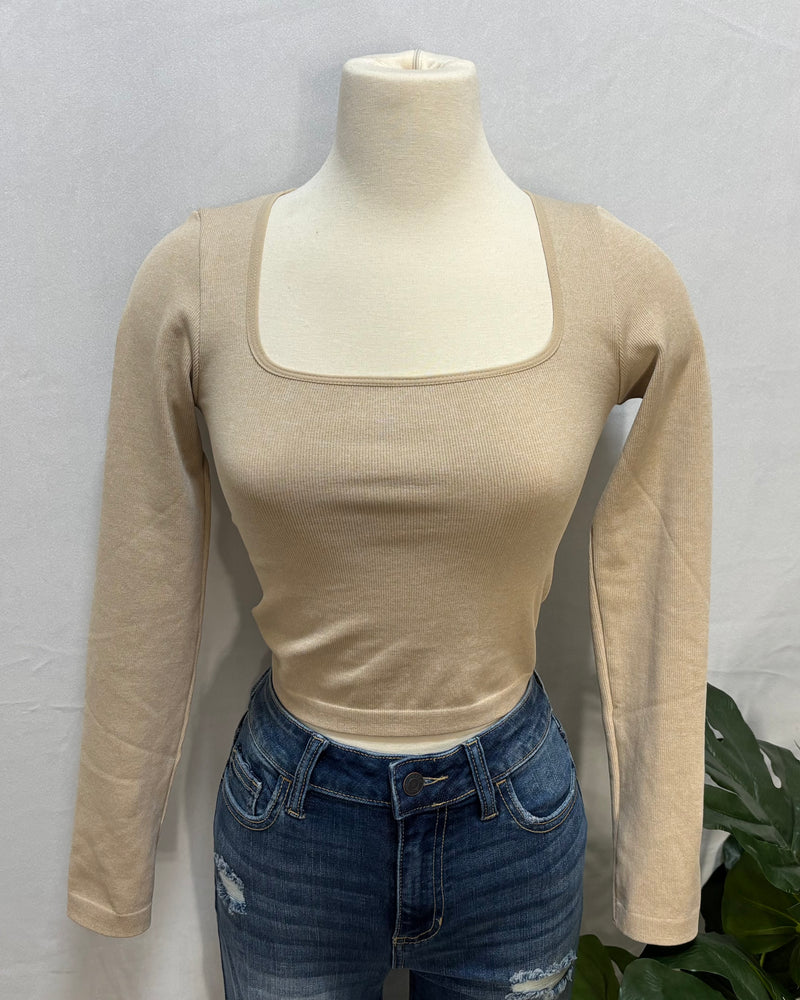 Laurel Ribbed Top (Latte)