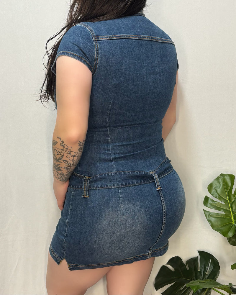 Sabrina Denim Dress (Blue)