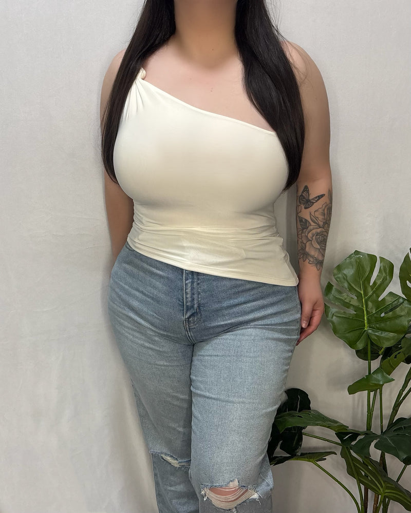 Rosie One Shoulder Top (Ivory)