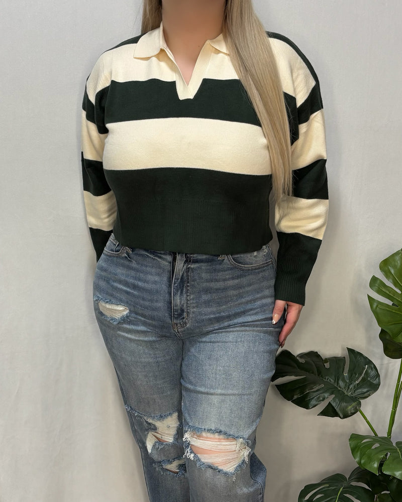 Destiny Collar Sweater (Hunter Green)