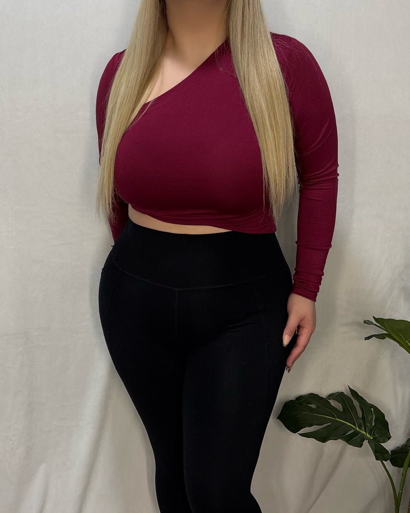 Nicole Asymmetric Top (Burgundy)
