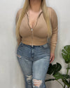 Gracie Knit Zip Up (Khaki)