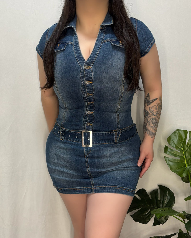 Sabrina Denim Dress (Blue)