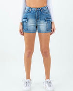 Kaylee Cargo Shorts (Blue Denim)