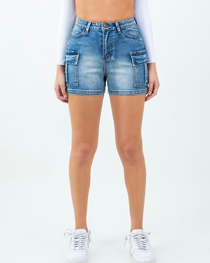 Kaylee Cargo Shorts (Blue Denim)