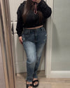 Liam High Rise Mom Jeans (Dark Denim)