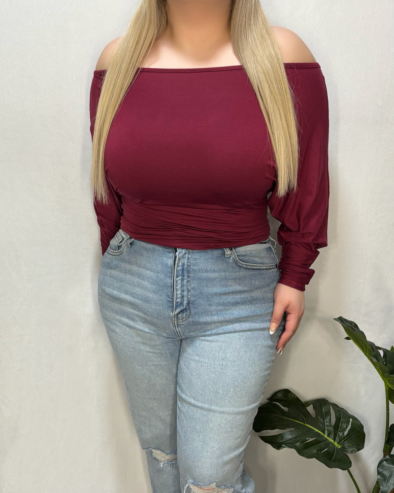 Audrey Off Shoulder Top (Burgundy)