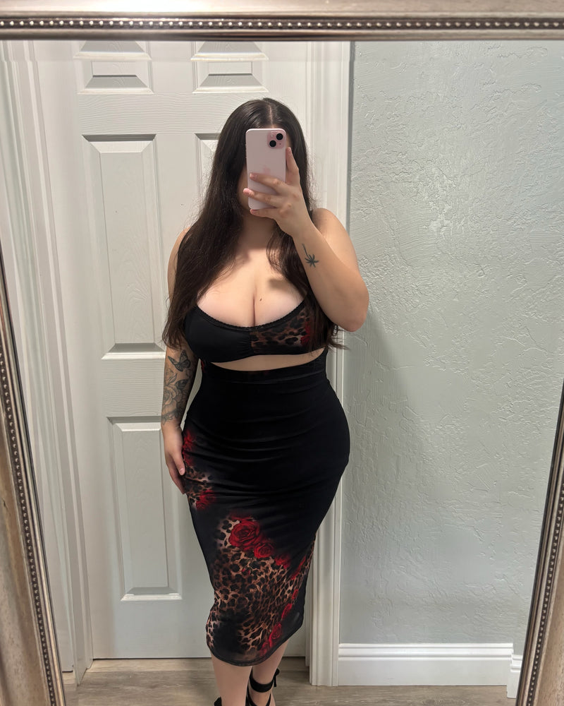 Alicia Leopard Dress (Black)
