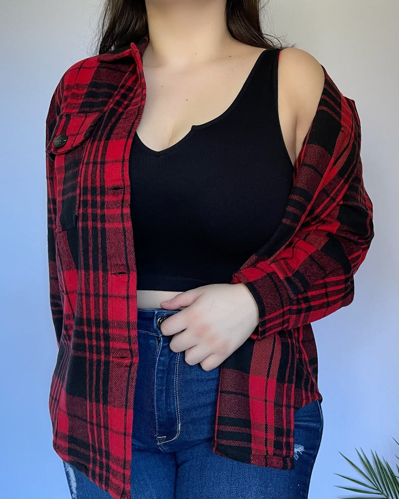 Jenna Oversized Flannel (Red)