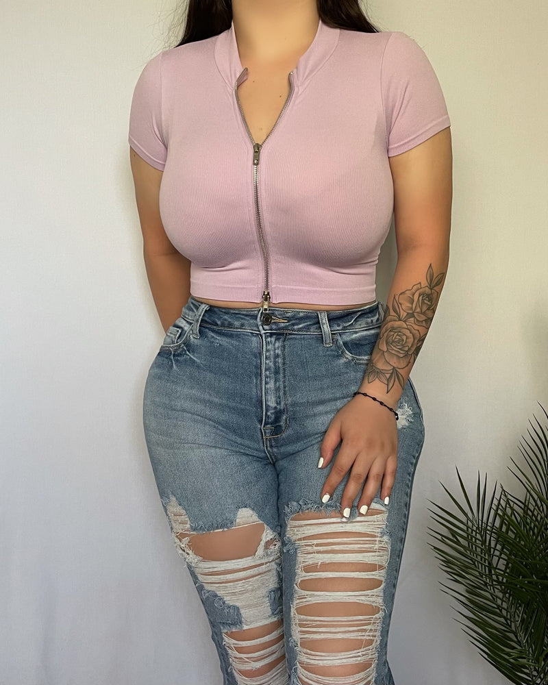 Olivia Zipper Top (Lavender)